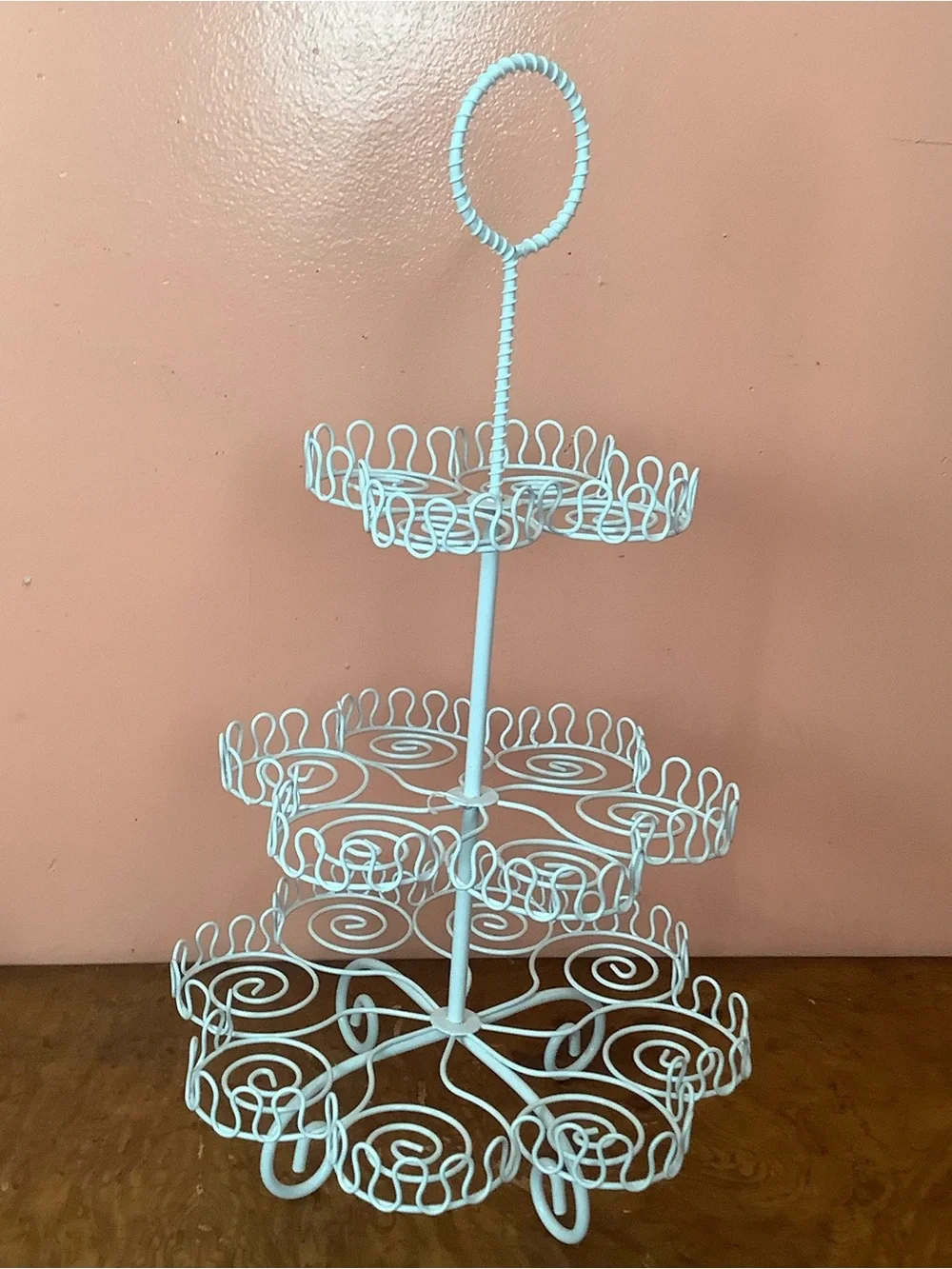 3 Tier Cupcake Muffin Tree Stand Display Holds 18 White Metal Design 20 X 11